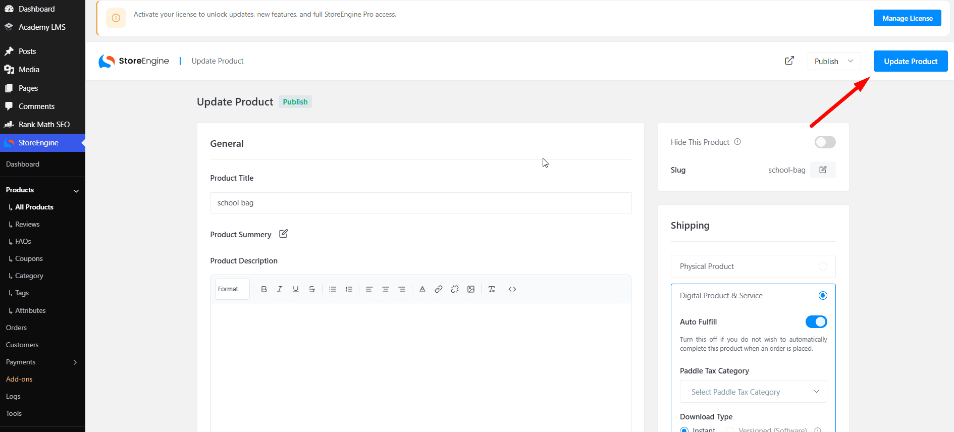 update product