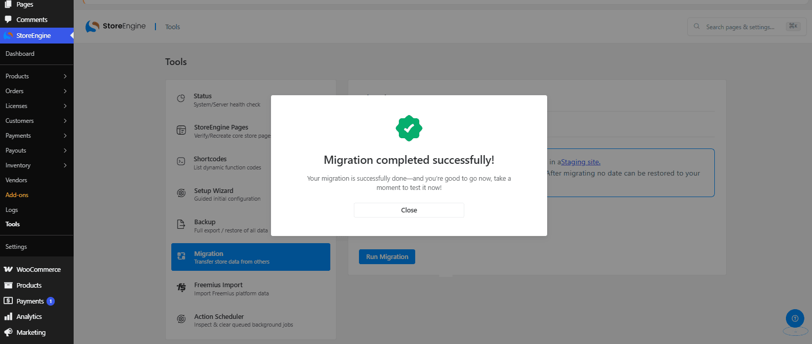 Migration completed successfully Migration completed successfully