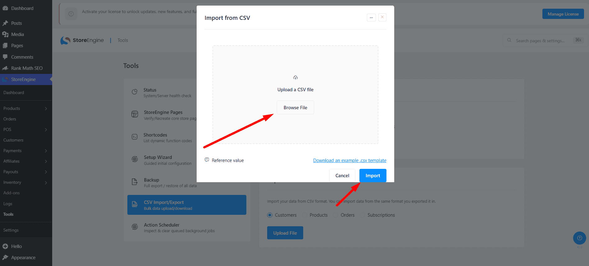 upload csv file upload csv file