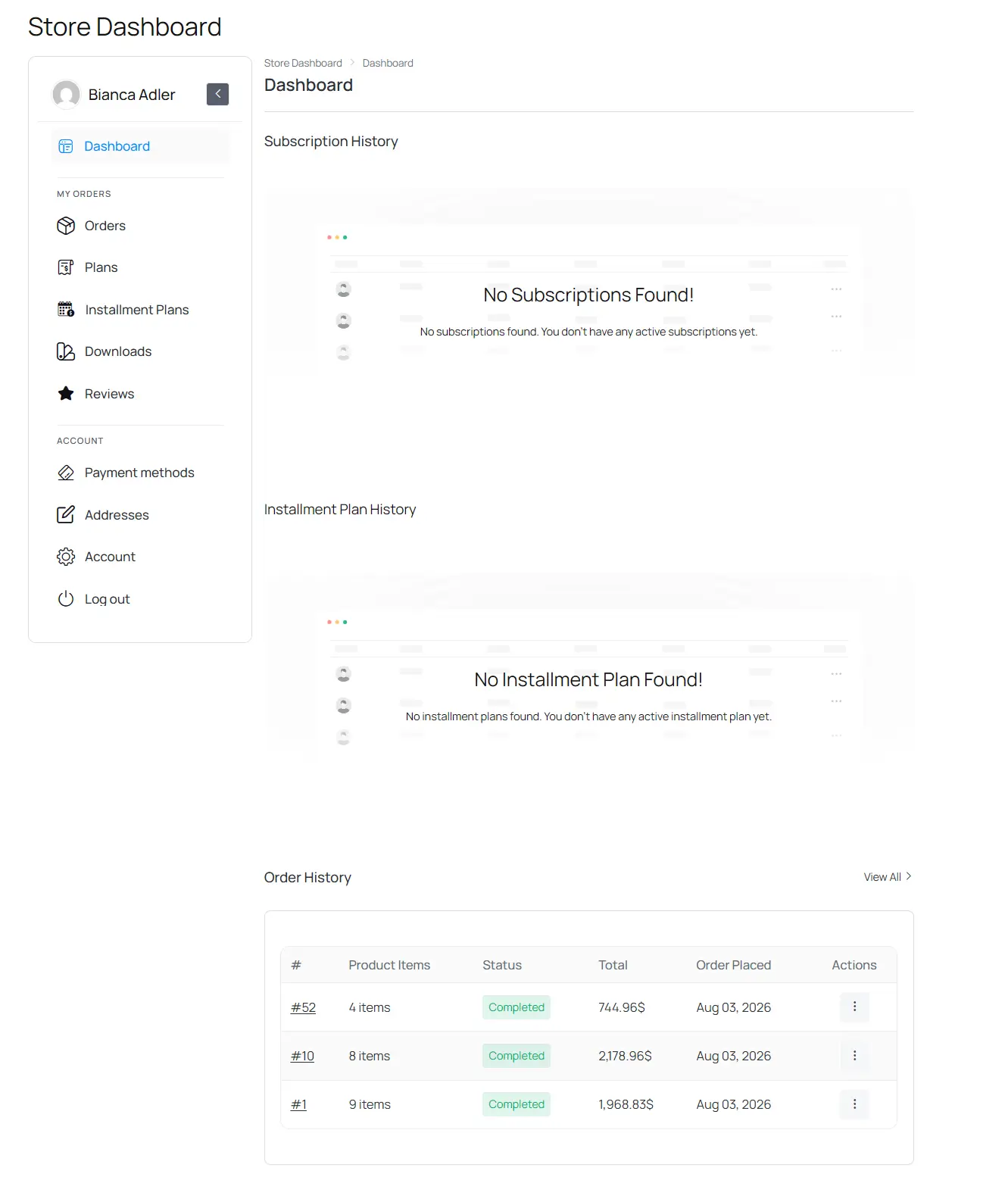 Store Customer Dashboard