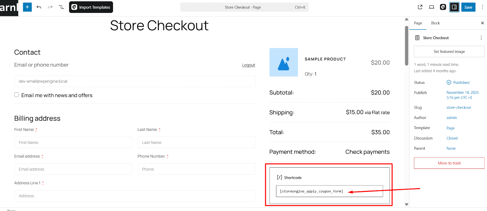 Coupon_Form shortcode 