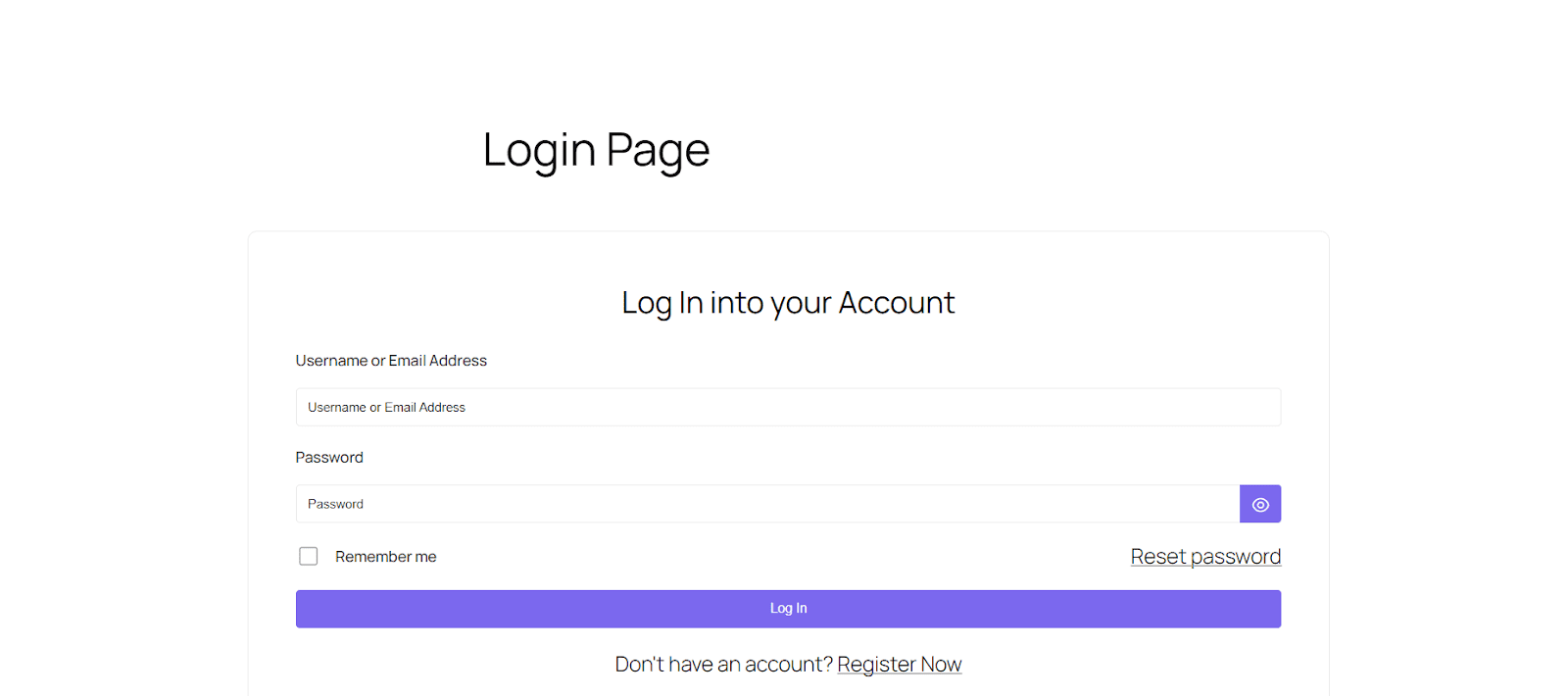 login page