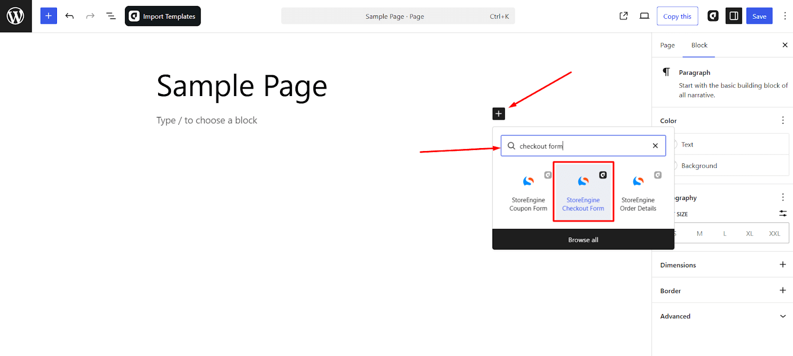 StoreEngine Checkout Form Block 