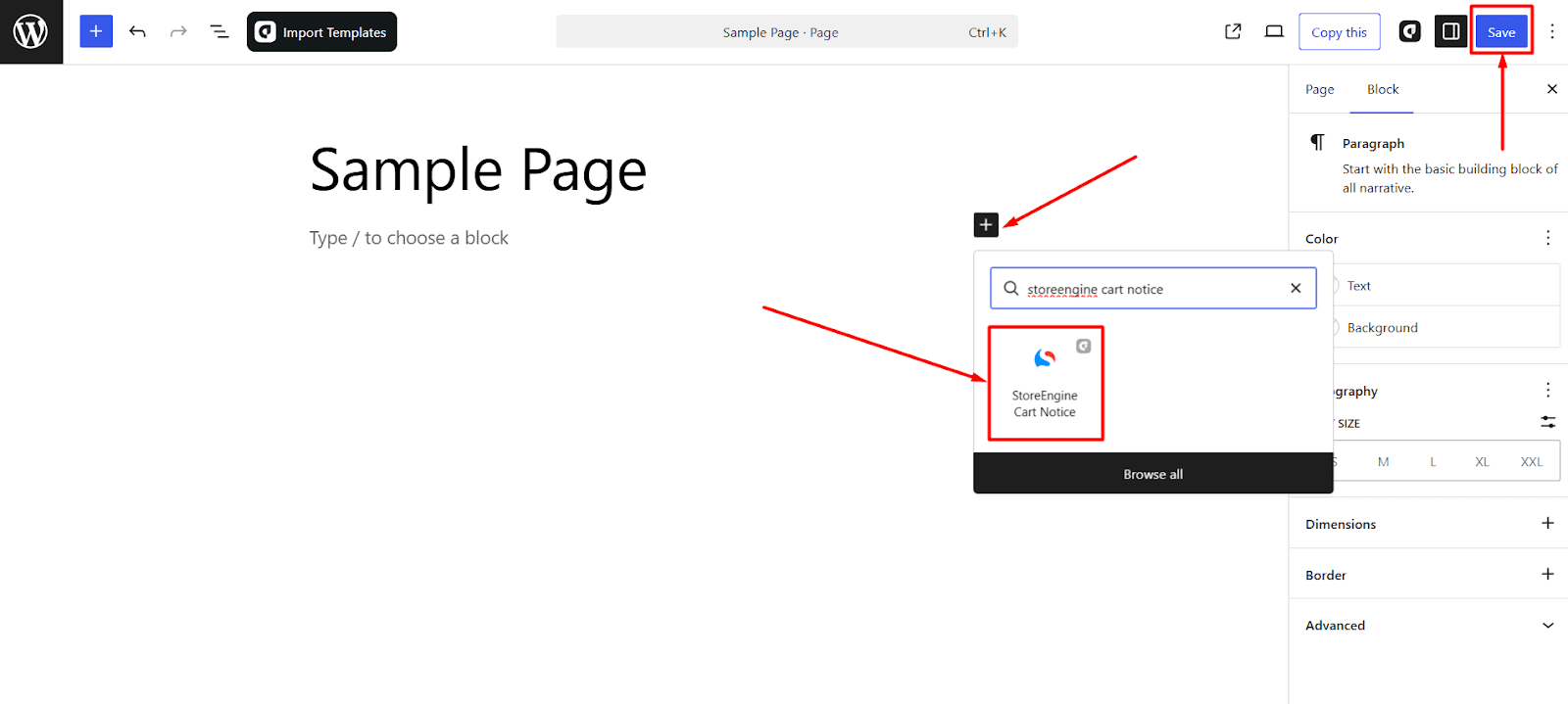 StoreEngine Cart Notice