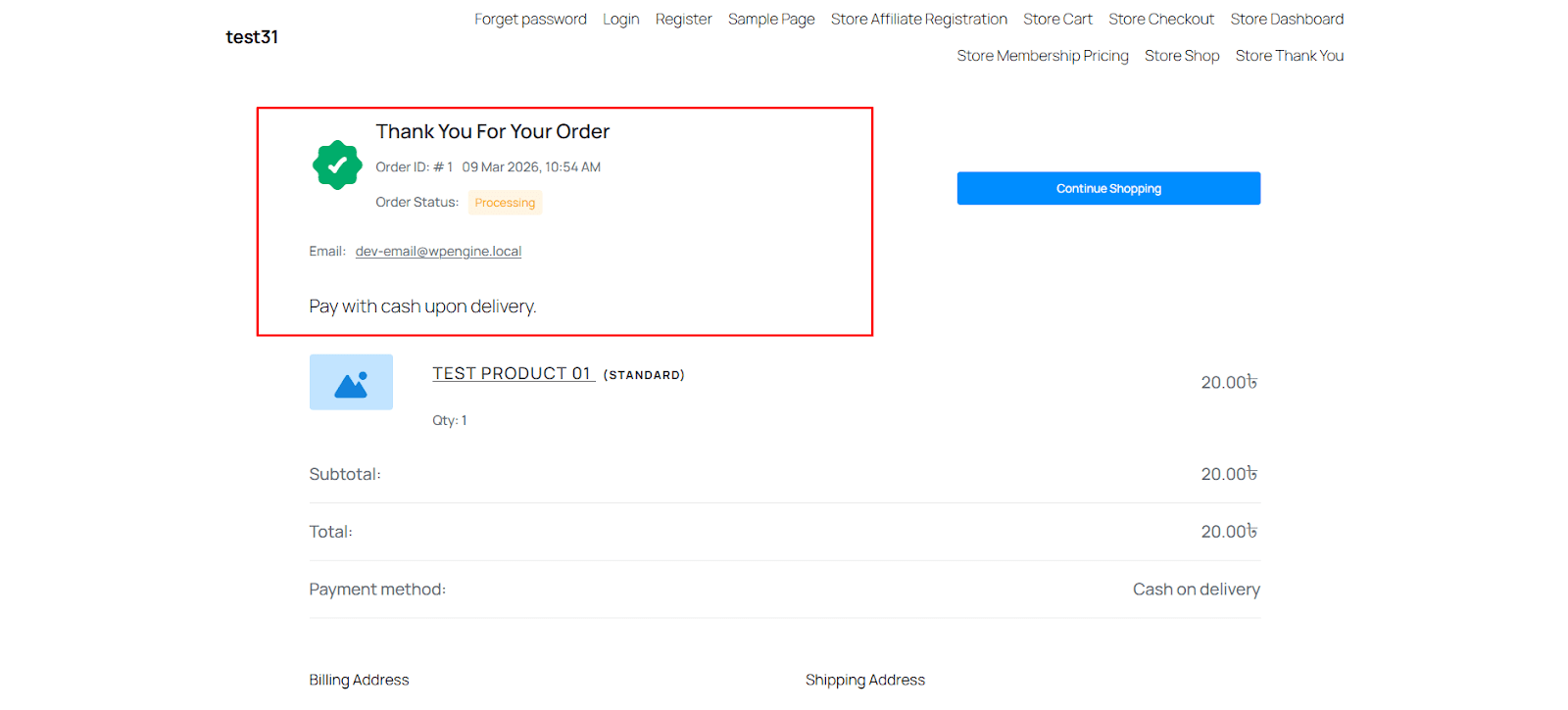 Payment Instructions message