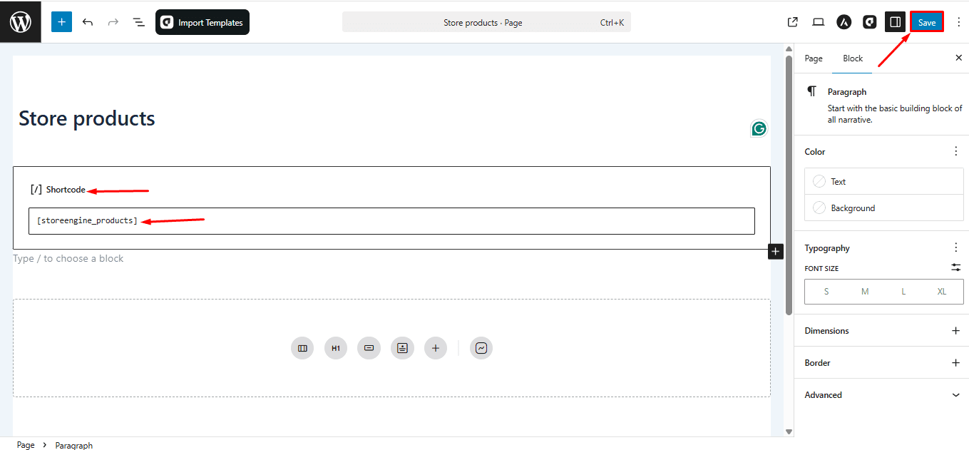 storeengine_products Shortcode