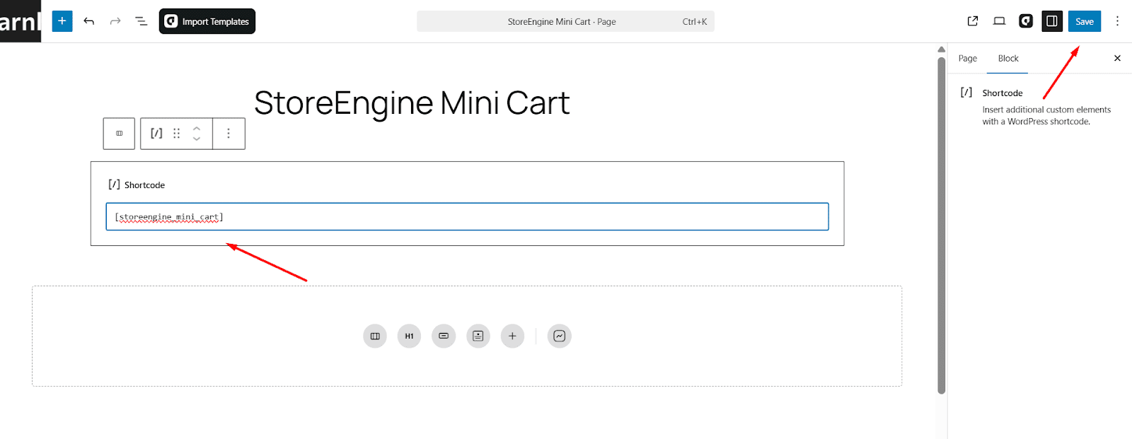 shortcode storeengine_mini_cart 