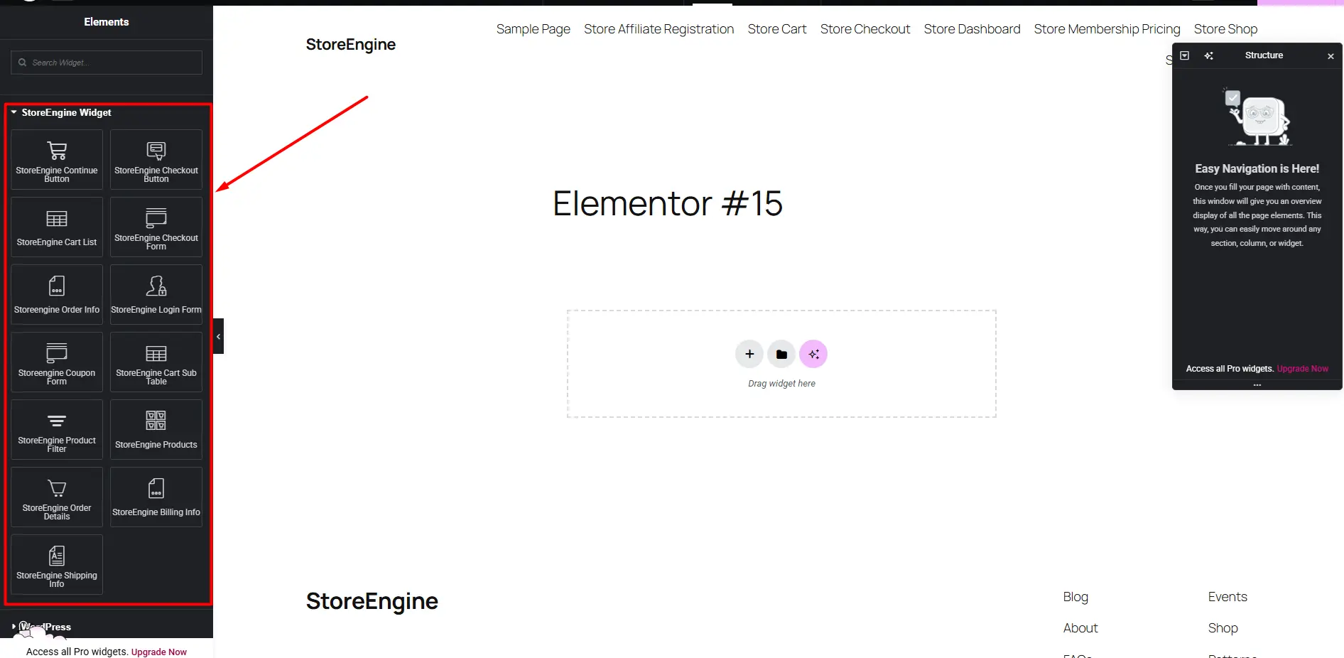 Elementor Available elements