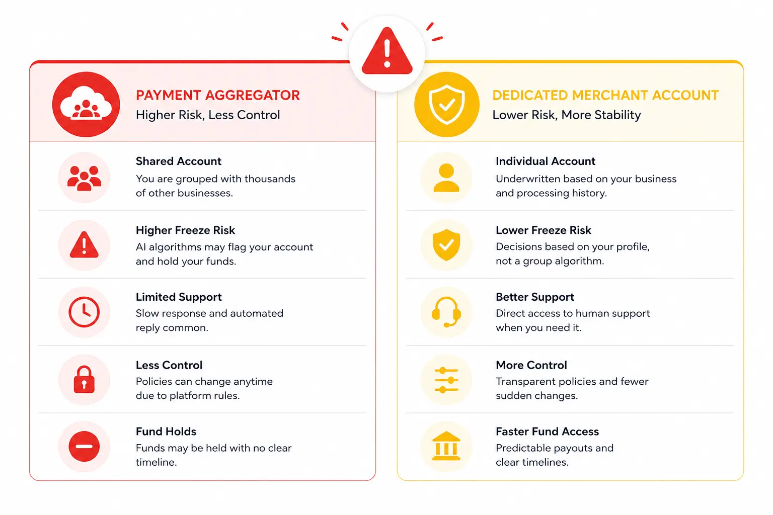 payment aggregator vs dedicated merchant account