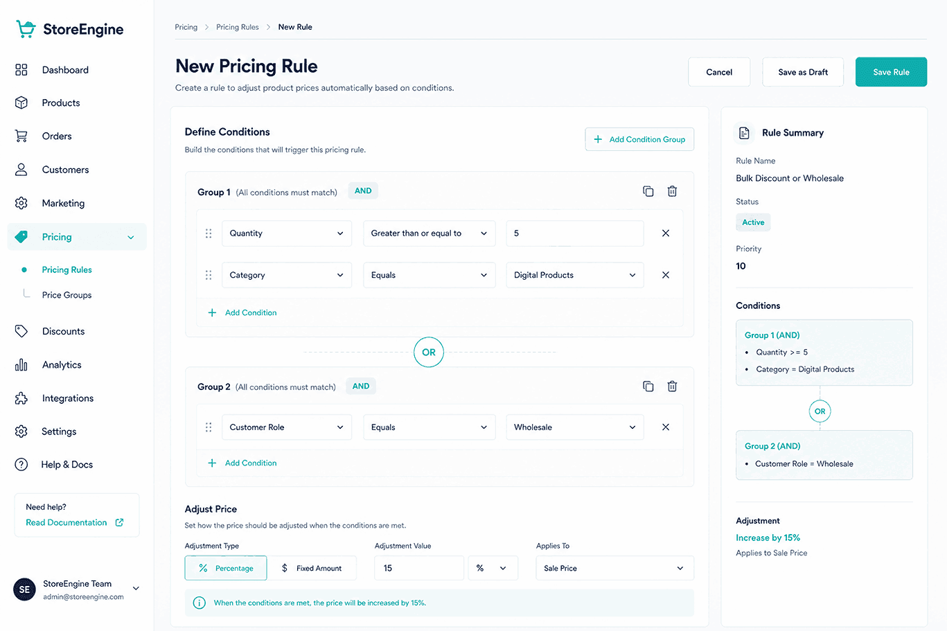 Specific Pricing