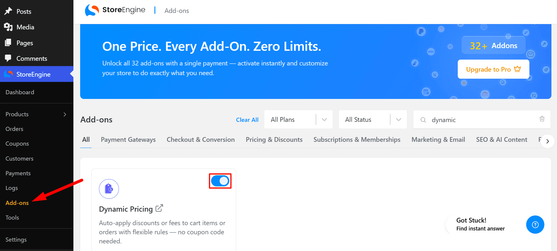 On Dynamic Pricing Add-ons