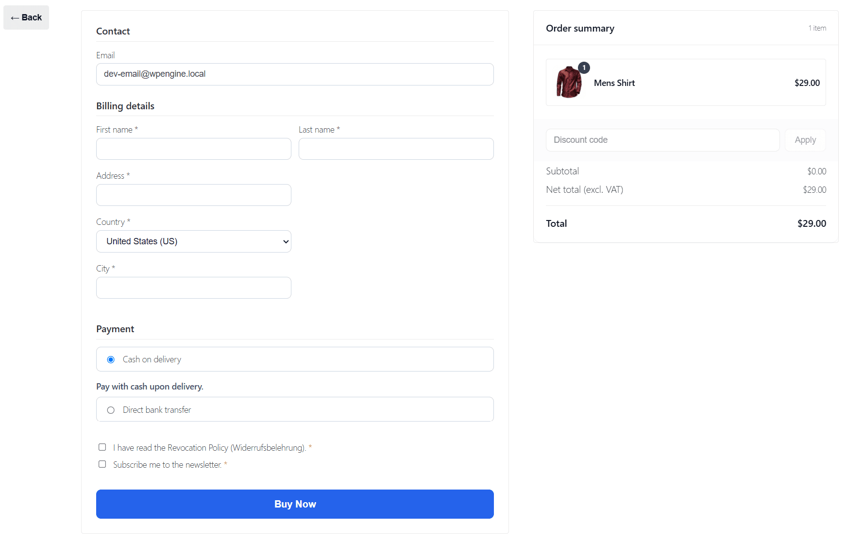 Checkout Page