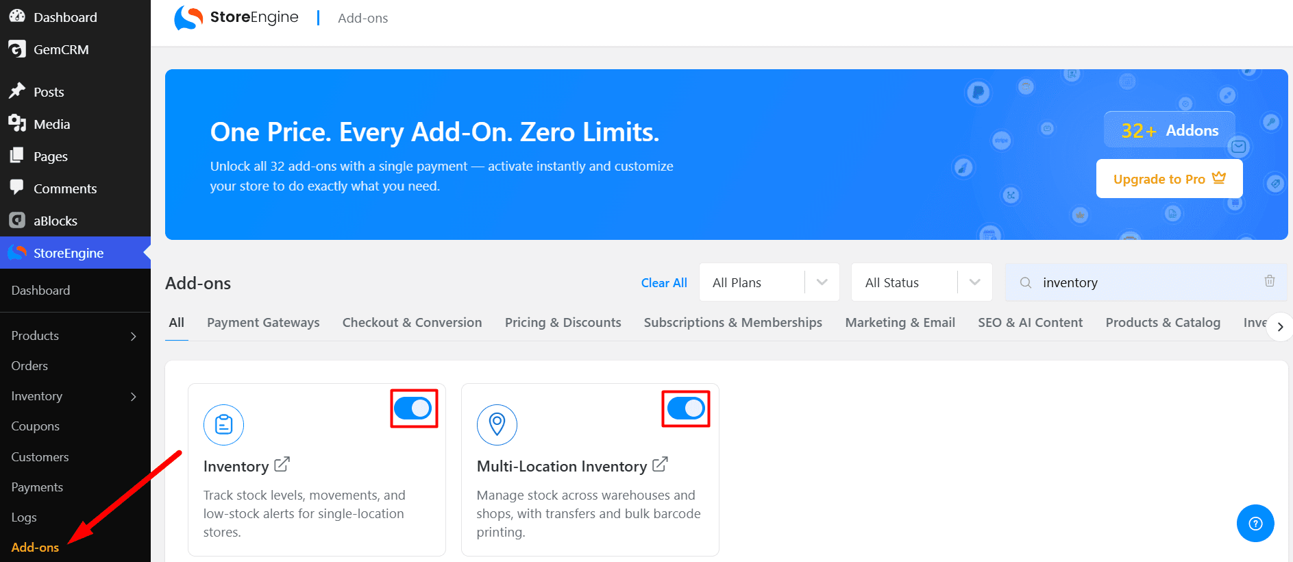 On Multi-Location Inventory Add-on