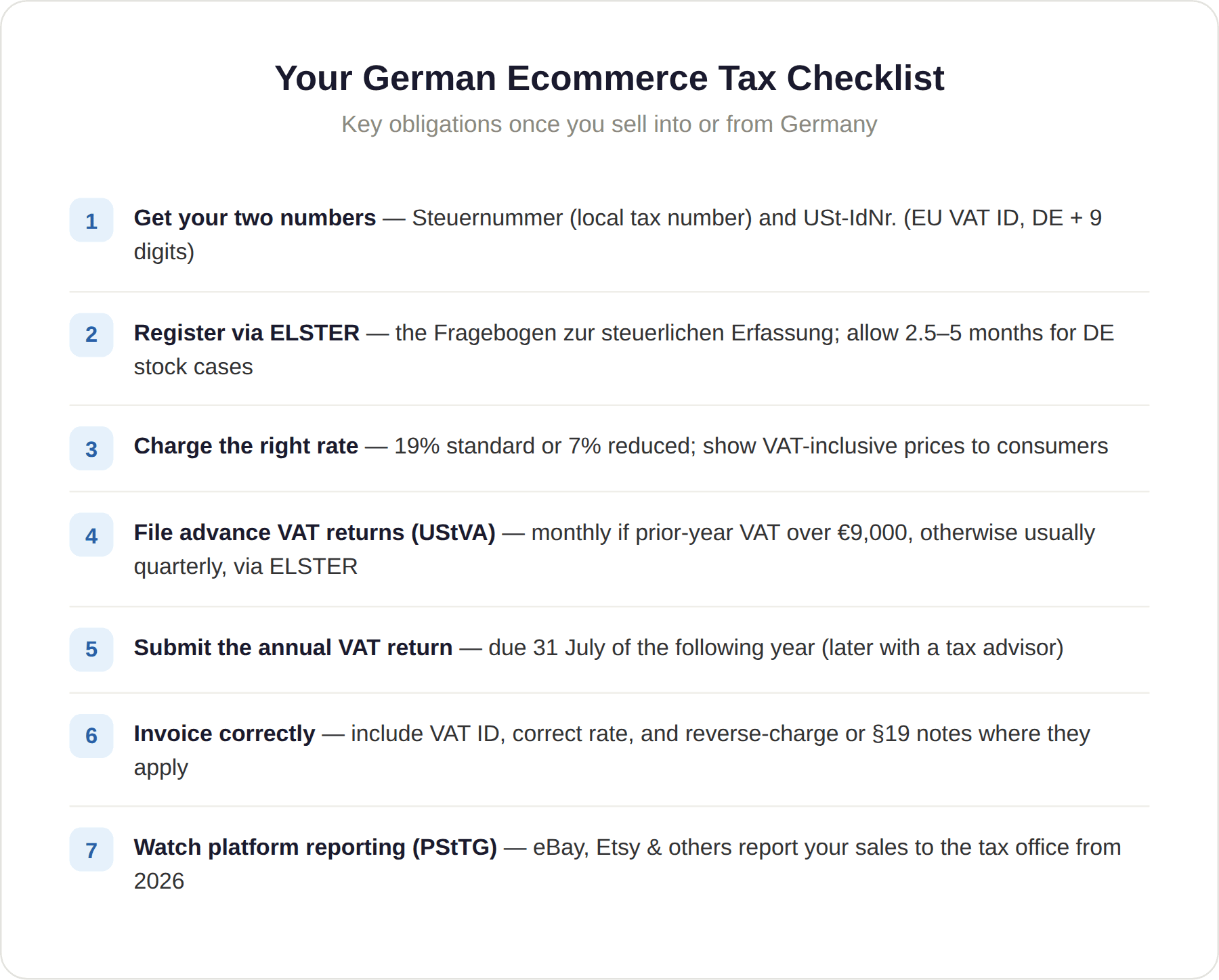 Germany Ecommerce Tax Checklist Germany Ecommerce Tax Checklist