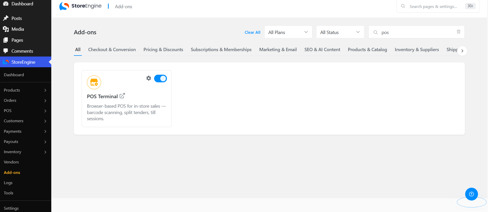 POS Terminal add-on