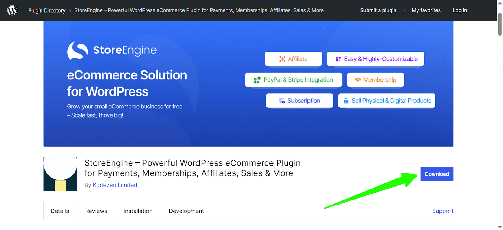 Download the StoreEngine.zip file to your computer by clicking the Download button.