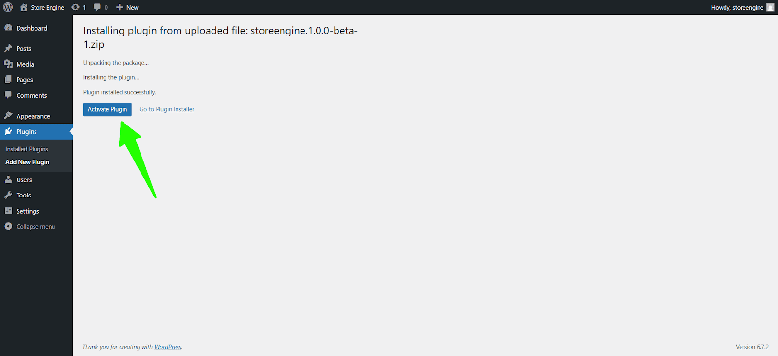 Activate StoreEngine