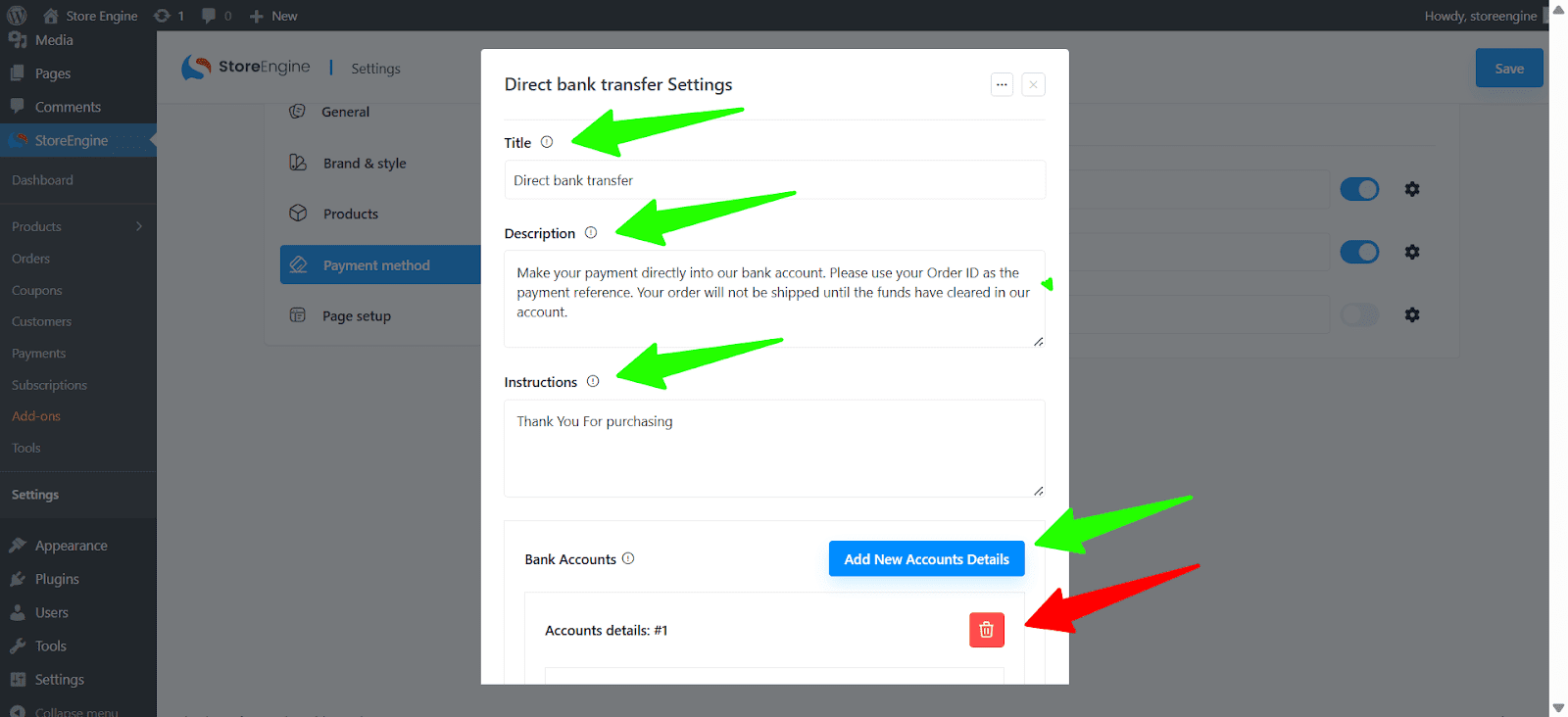 Configure Each Payment Method