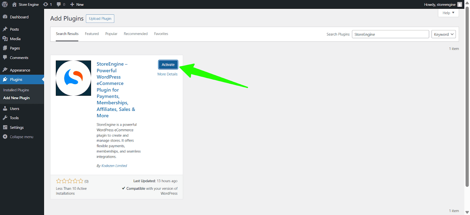 Activate StoreEngine