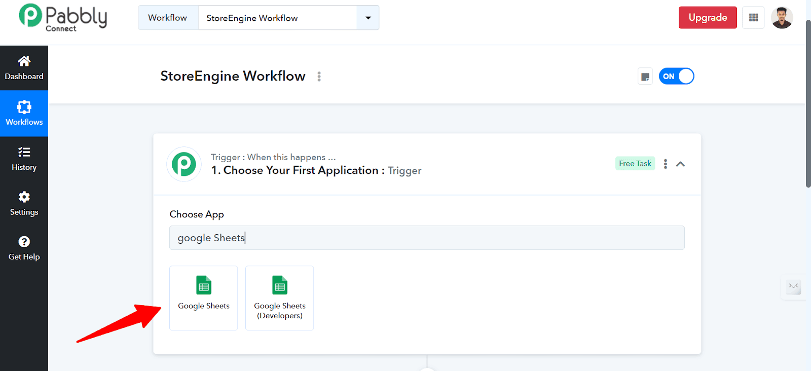 StoreEngine Workflow. Now Choose App