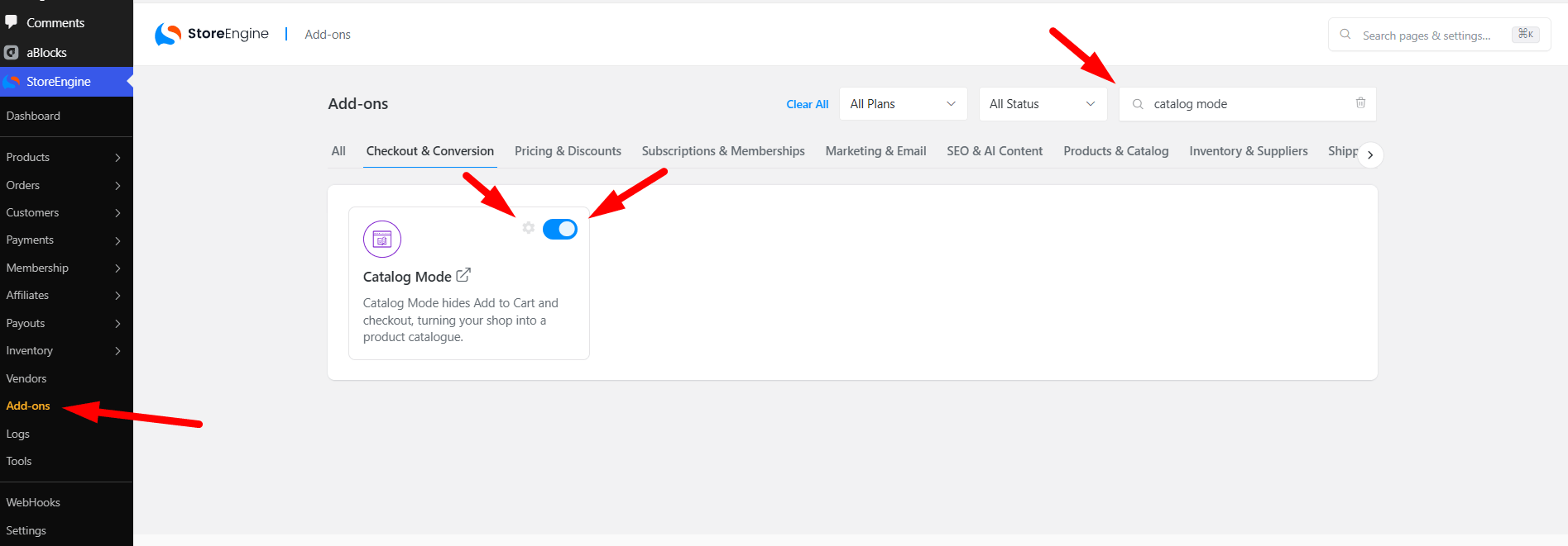 Configure Catalog Mode in StoreEngine Configure Catalog Mode in StoreEngine