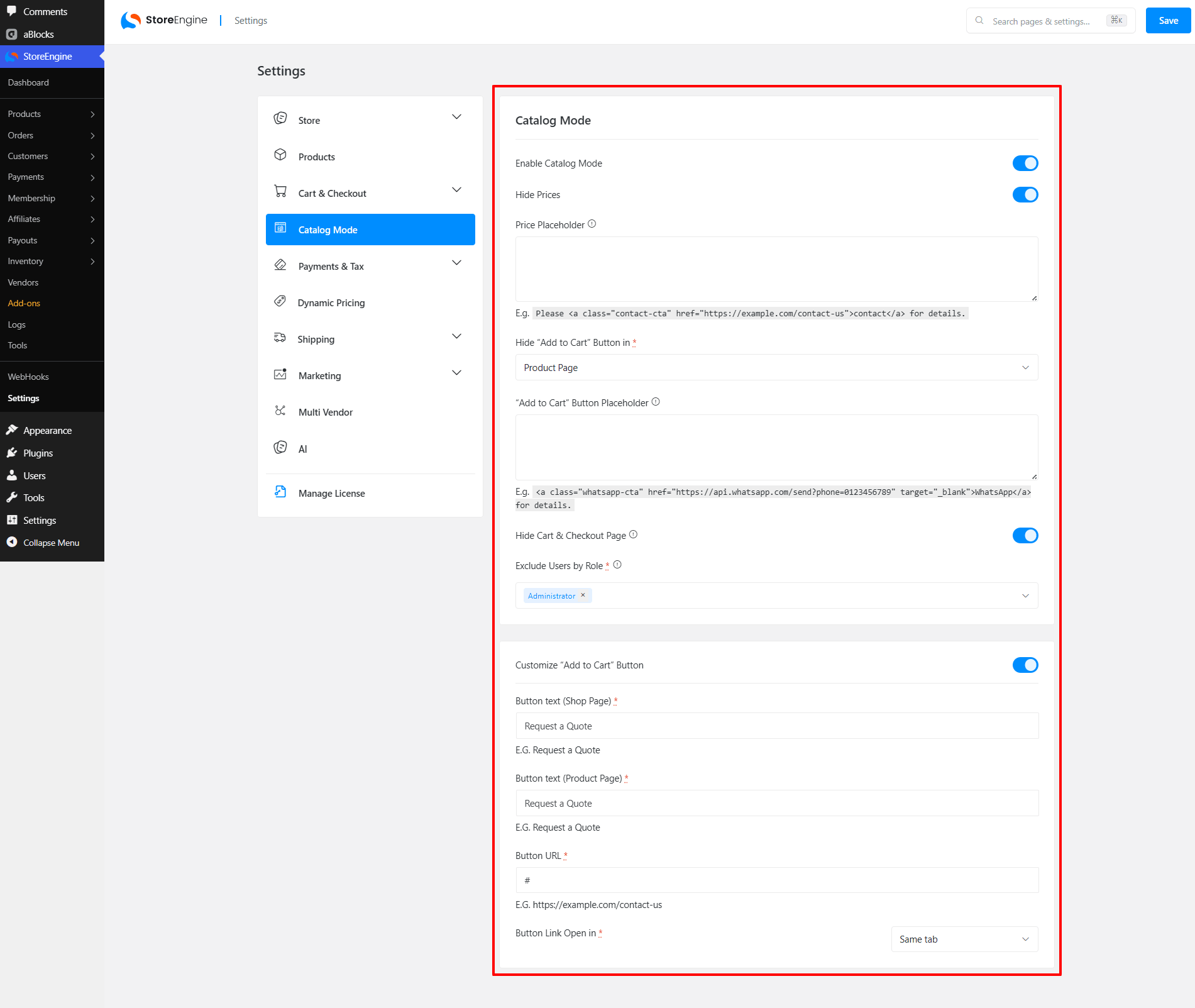 Enable Catalog Mode Enable Catalog Mode