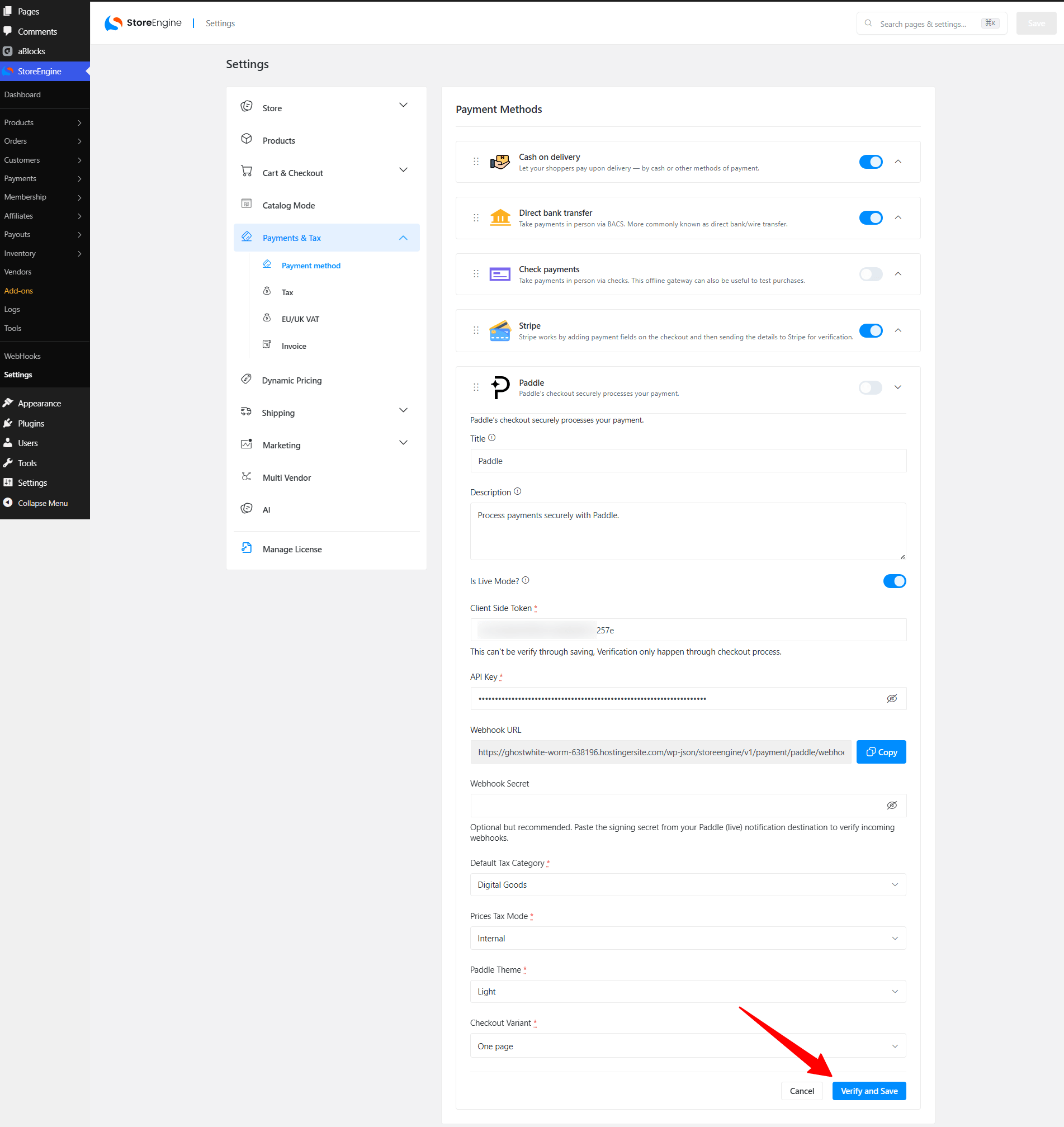 expand the Paddle option
