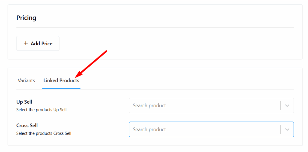 Locate the Linked Products Section