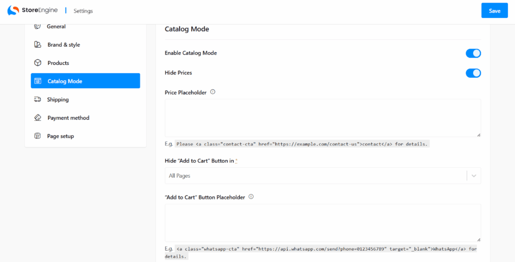 Configure Catalog Mode