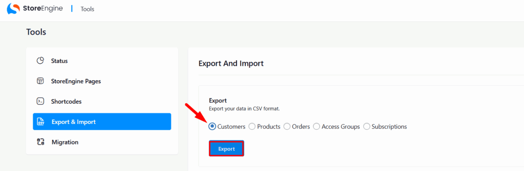 Start the Process of CSV Export
