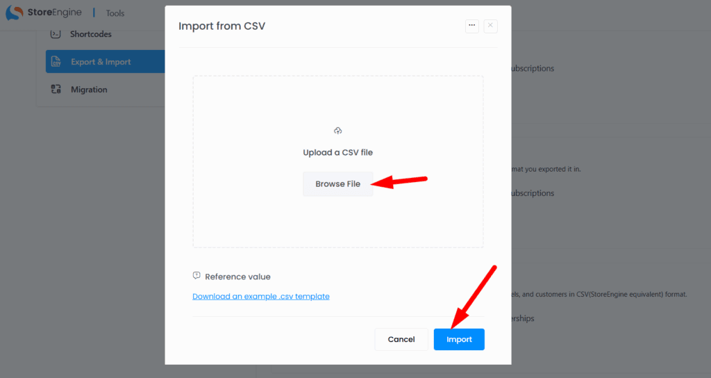 Import from CSV