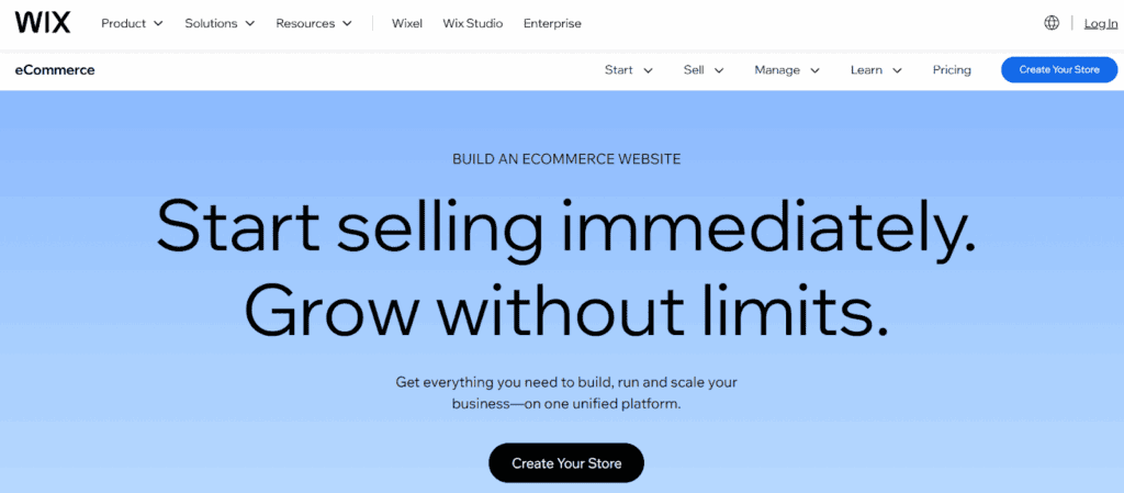 Wix eCommerce — Best for Visual Store Building