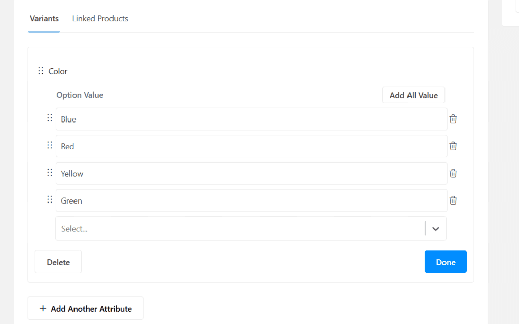  Select Attribute Values (Terms)