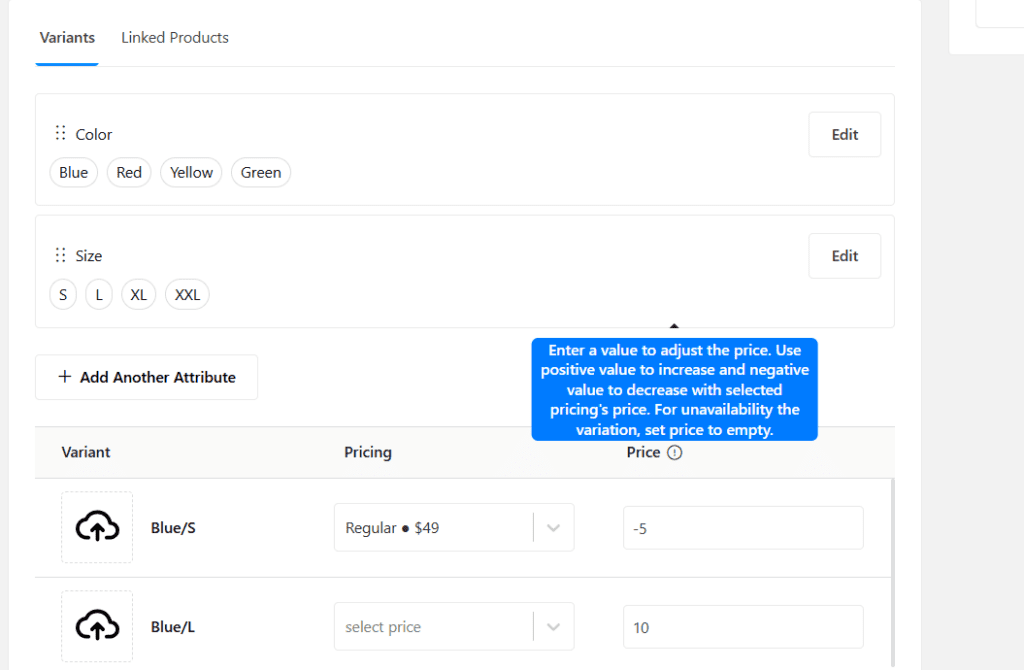 Configure Variants (Images & Pricing)