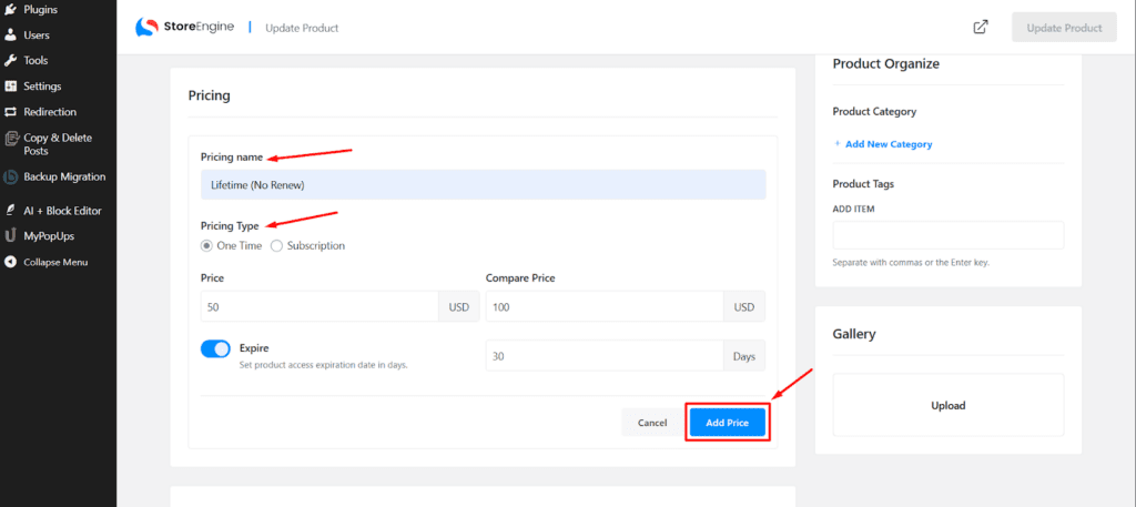 Set Details Pricing for Your Product