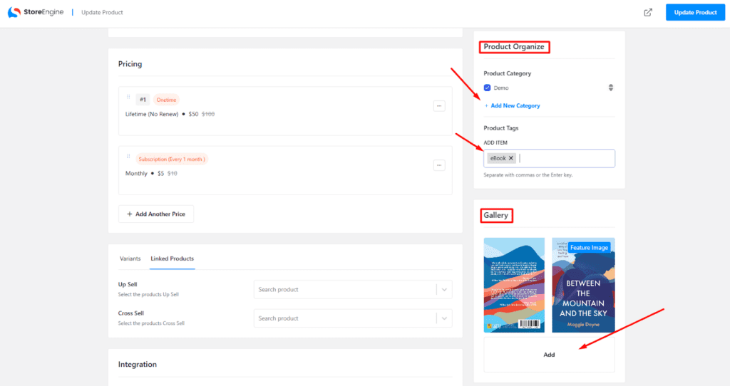Add Feature Image & Manage Products