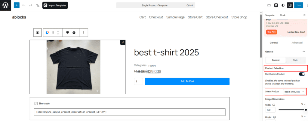 Product Selection Settings