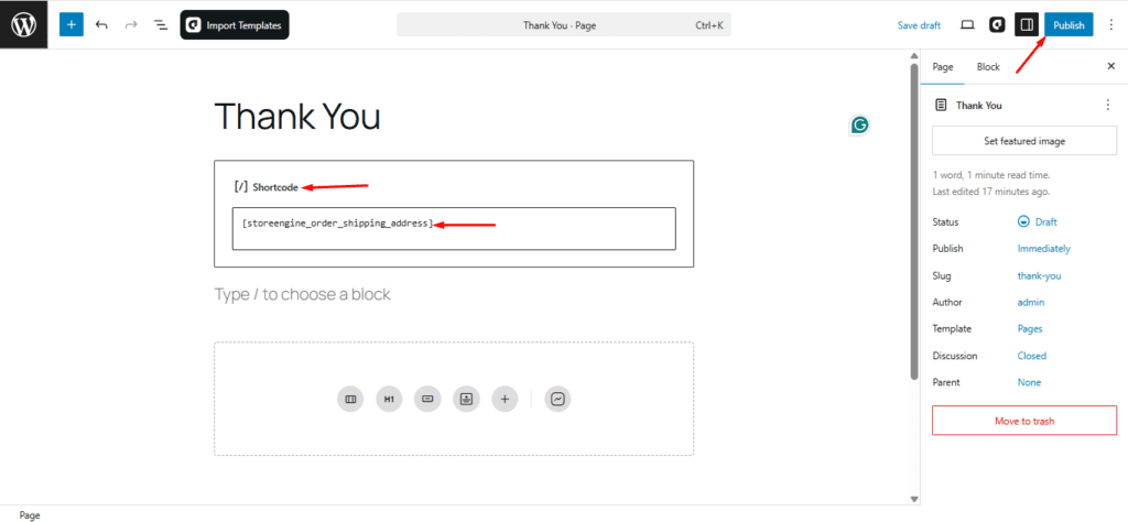 Shortcode in Gutenberg