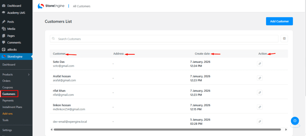 Manage Store Customers