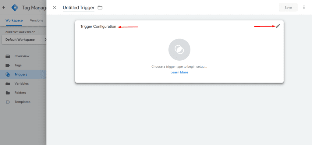 Triggering configuration