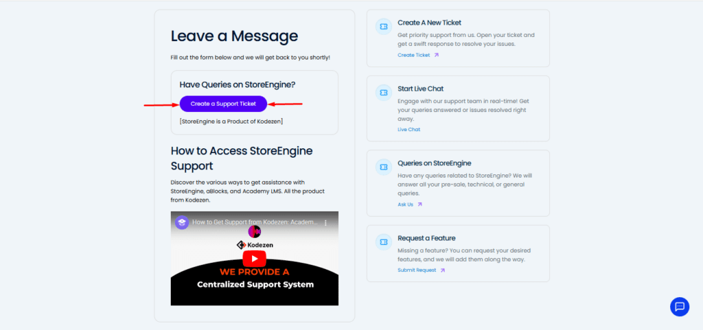 Create a Support Ticket