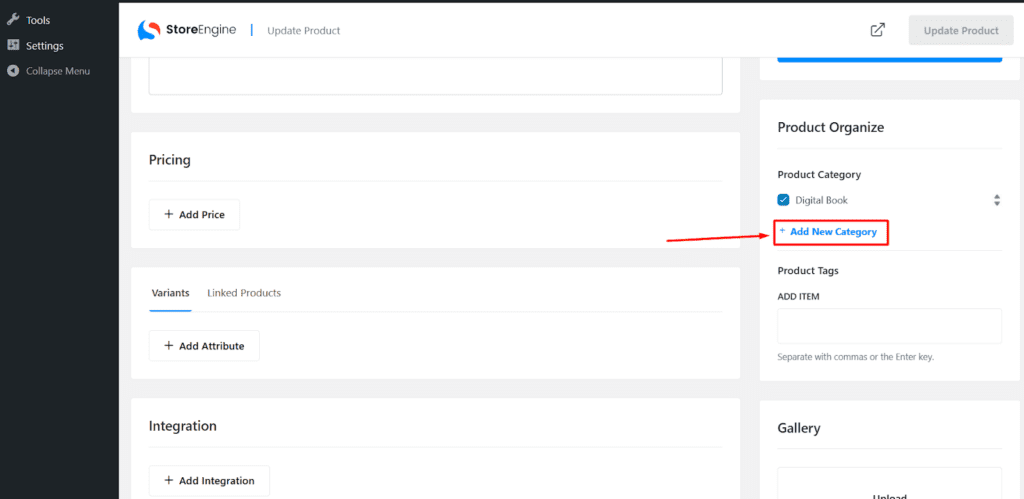Add New Product Category