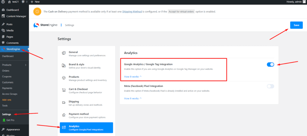 ENABLE ANALYTICS IN STOREENIGNE