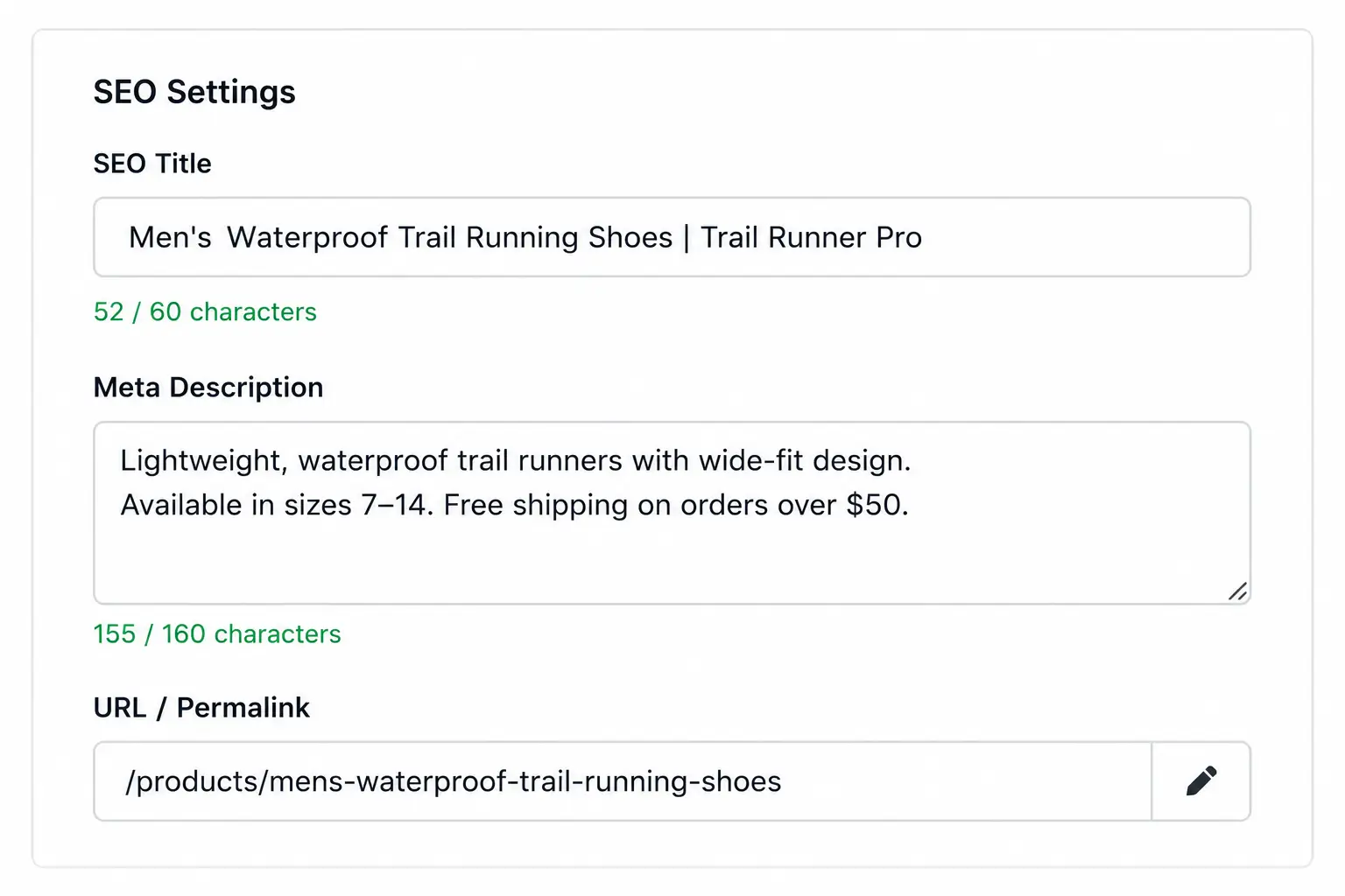 SEO Settings SEO Settings