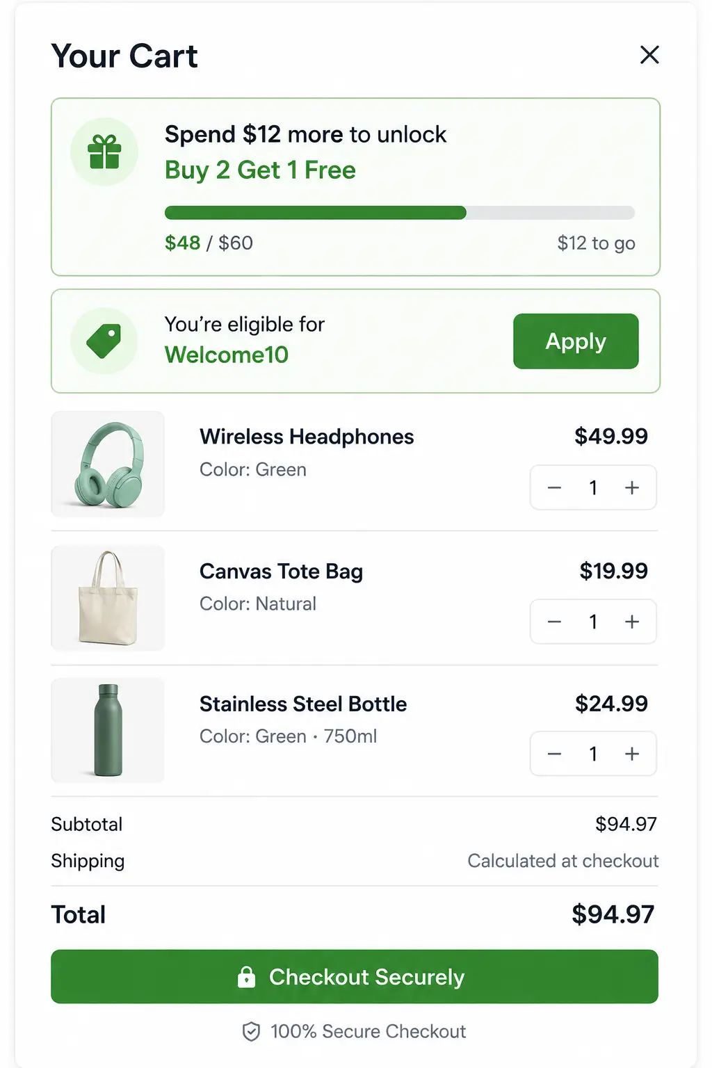 Cart & Checkout Nudges