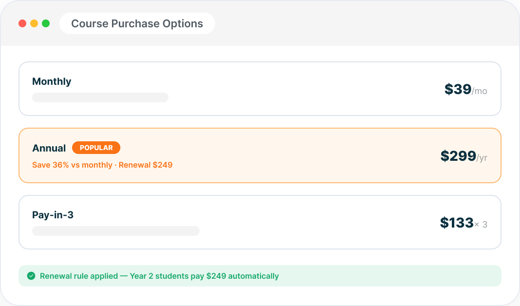 Course Purchase Options Course Purchase Options