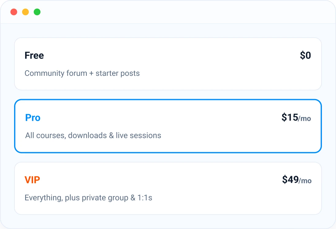 Tiers & access groups