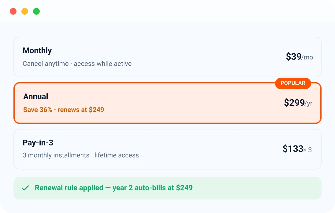 Subscriptions & installment plans