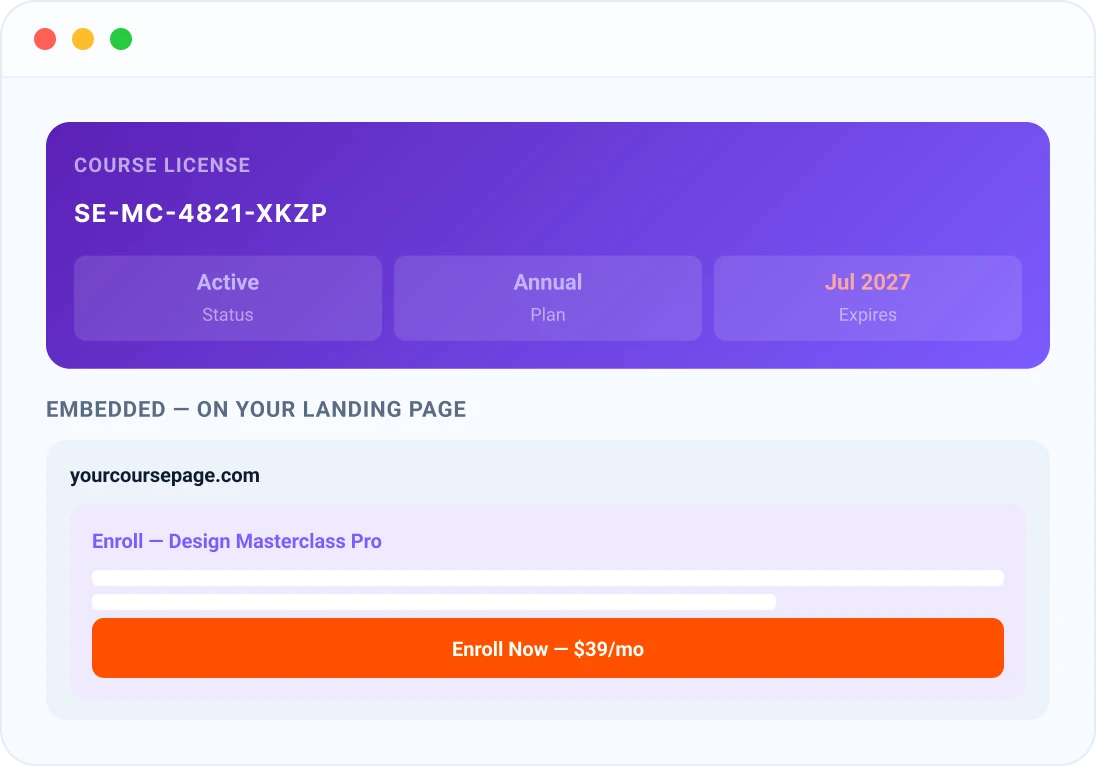 License keys & Embeddable Checkout