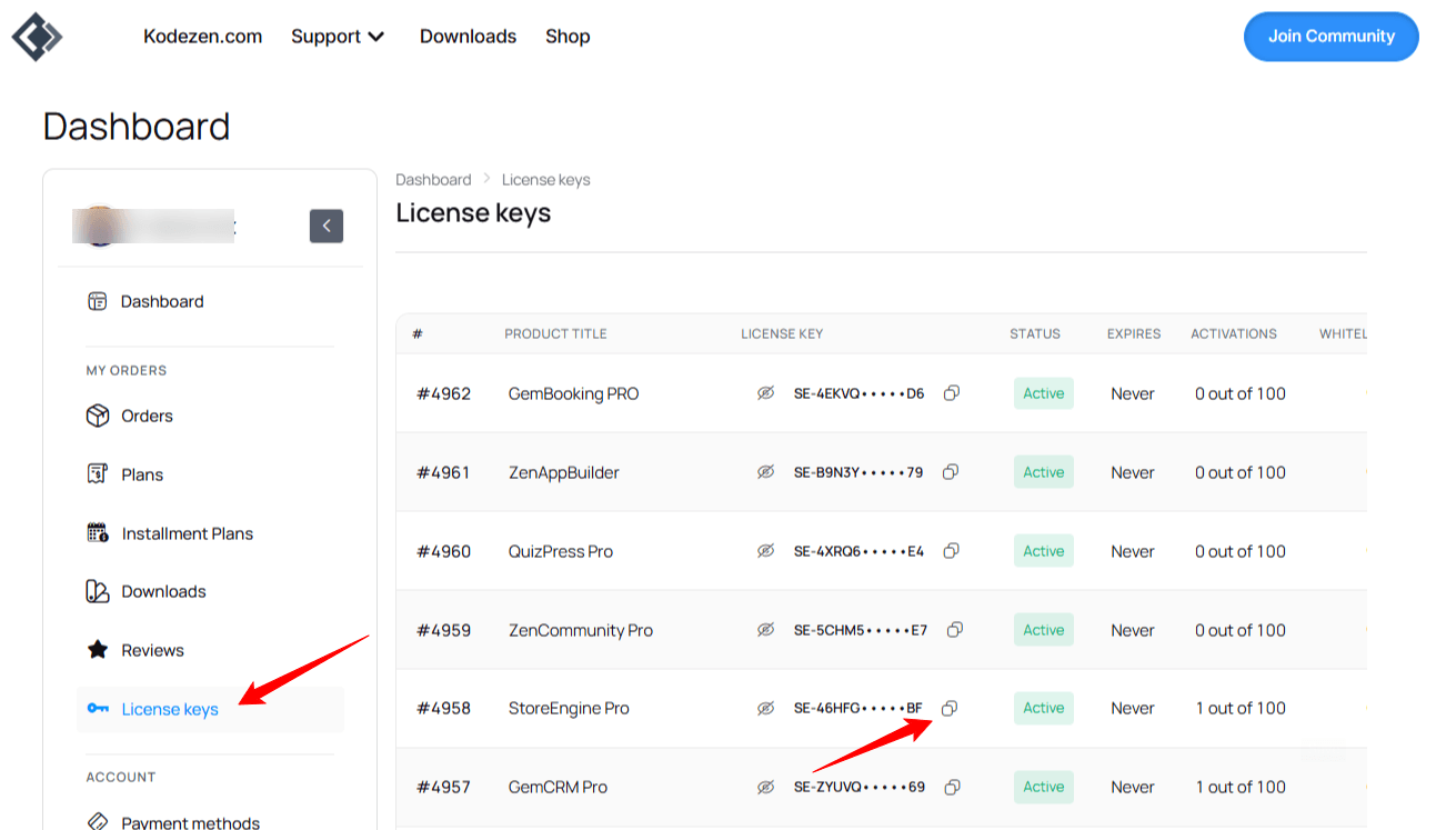 Copy Your StoreEngine Pro License Key